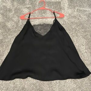 free people intimates black silky tank with gray lace insert